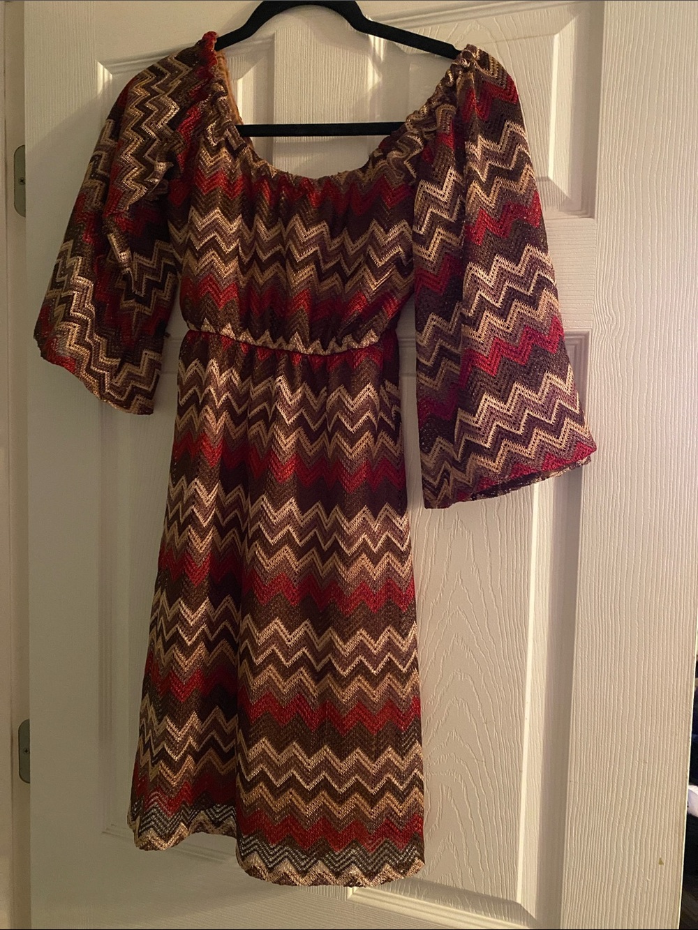 Judith March Red and Gold Chevron Mini Dress